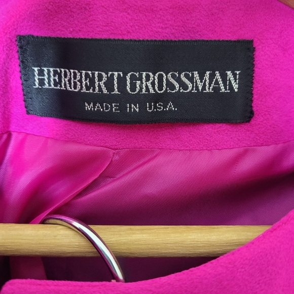 Herbert Grossman Vintage Skirt Suit Magenta Pink Suede Ladylike 80s Size 12 USA - Picture 6 of 13